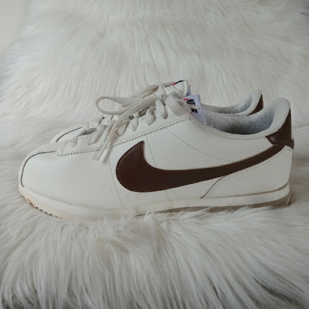 Nike Women's White and Brown Cortez Sneakers